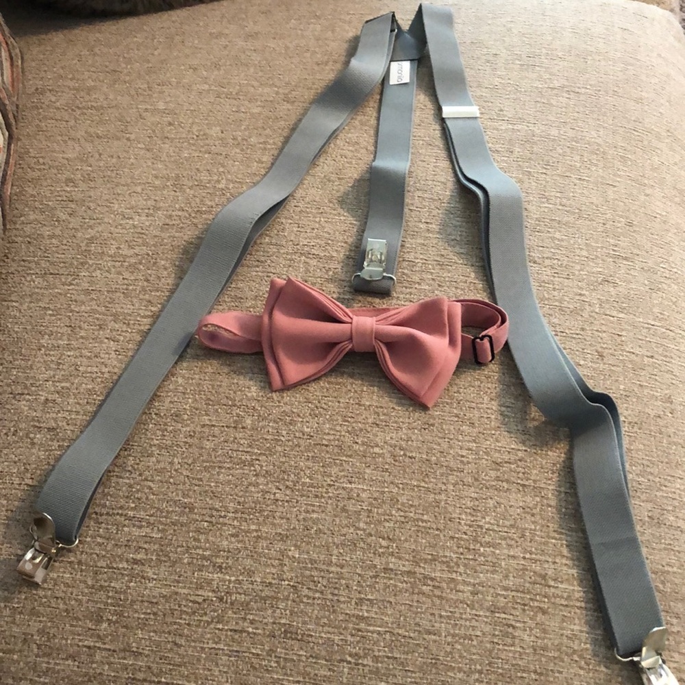 Dusty Rose Bow Tie & Suspenders